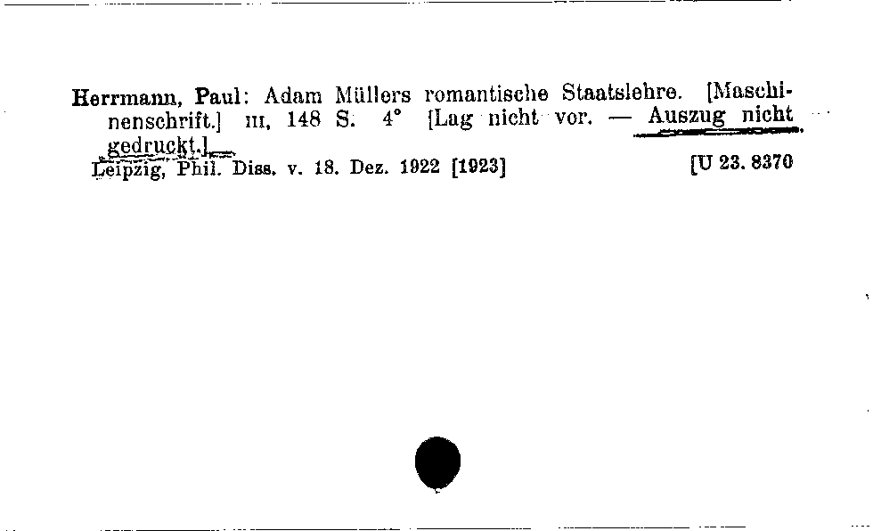 [Katalogkarte Dissertationenkatalog bis 1980]