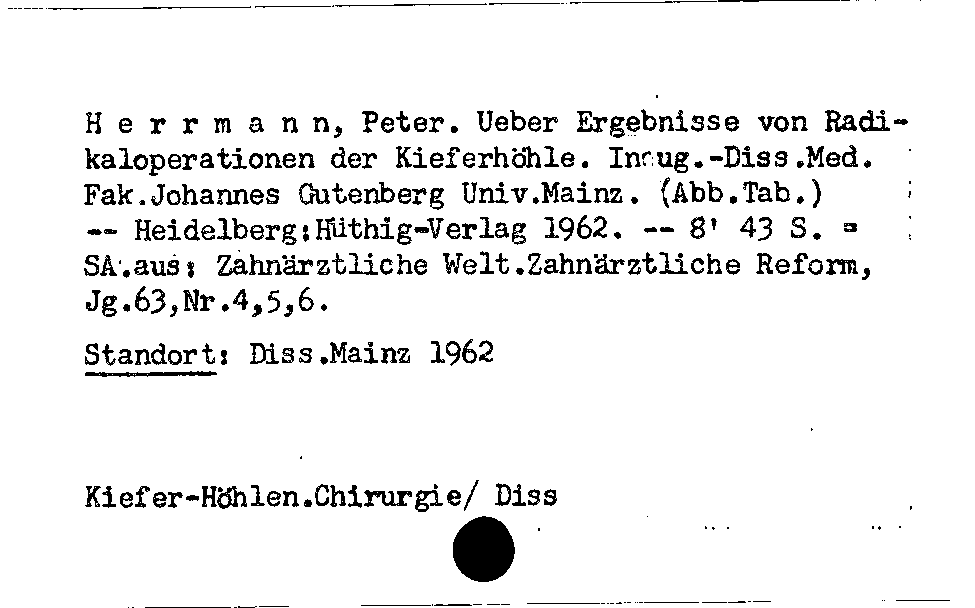 [Katalogkarte Dissertationenkatalog bis 1980]