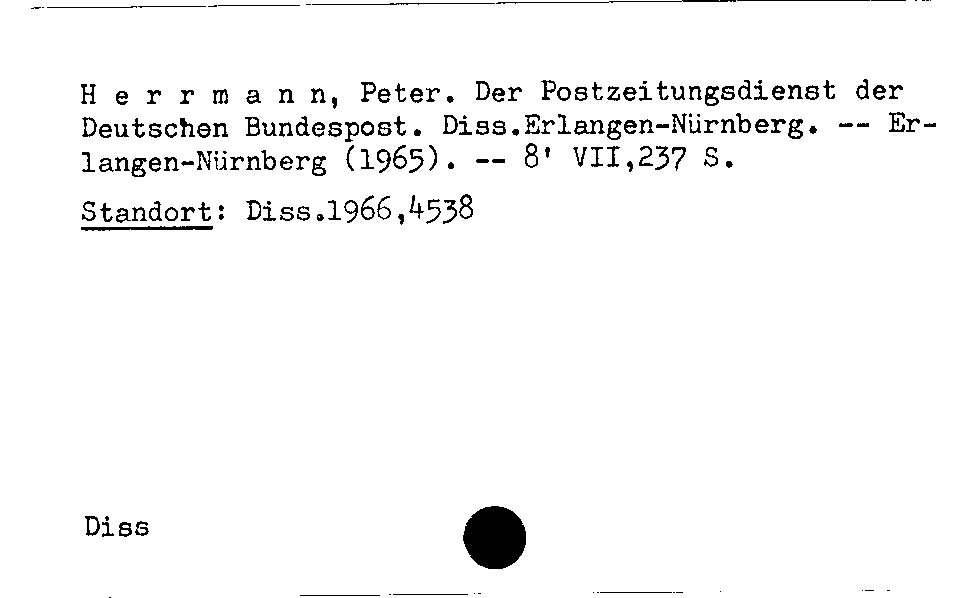 [Katalogkarte Dissertationenkatalog bis 1980]