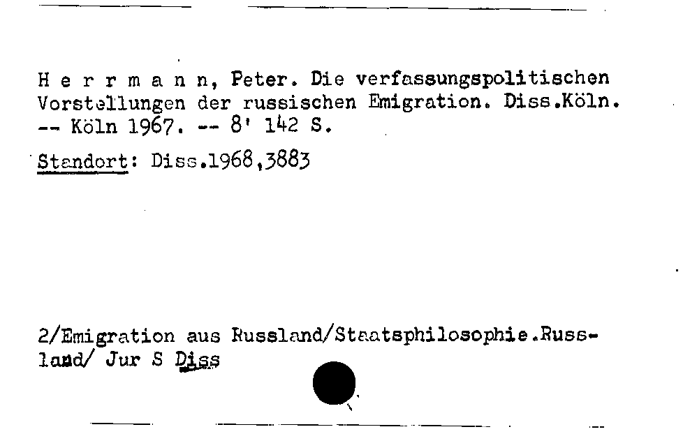 [Katalogkarte Dissertationenkatalog bis 1980]