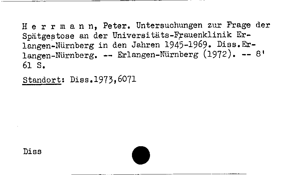 [Katalogkarte Dissertationenkatalog bis 1980]