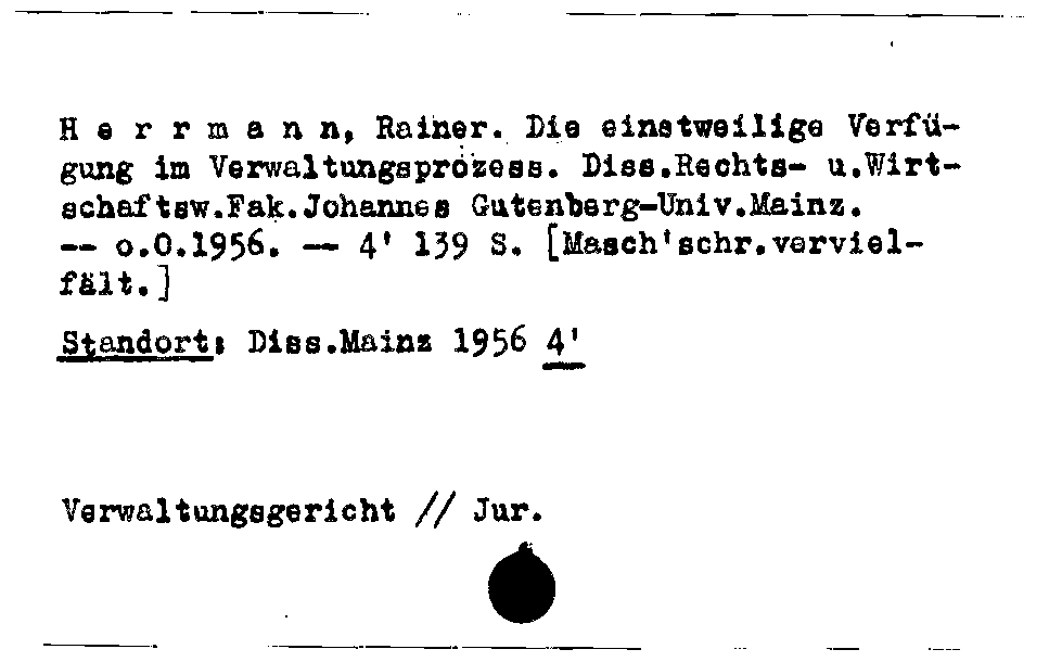 [Katalogkarte Dissertationenkatalog bis 1980]