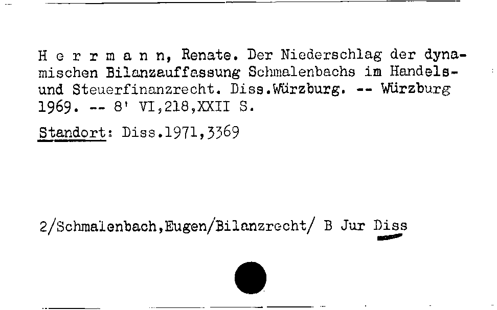 [Katalogkarte Dissertationenkatalog bis 1980]