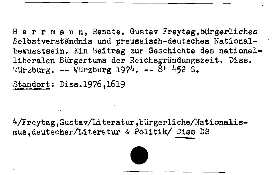 [Katalogkarte Dissertationenkatalog bis 1980]