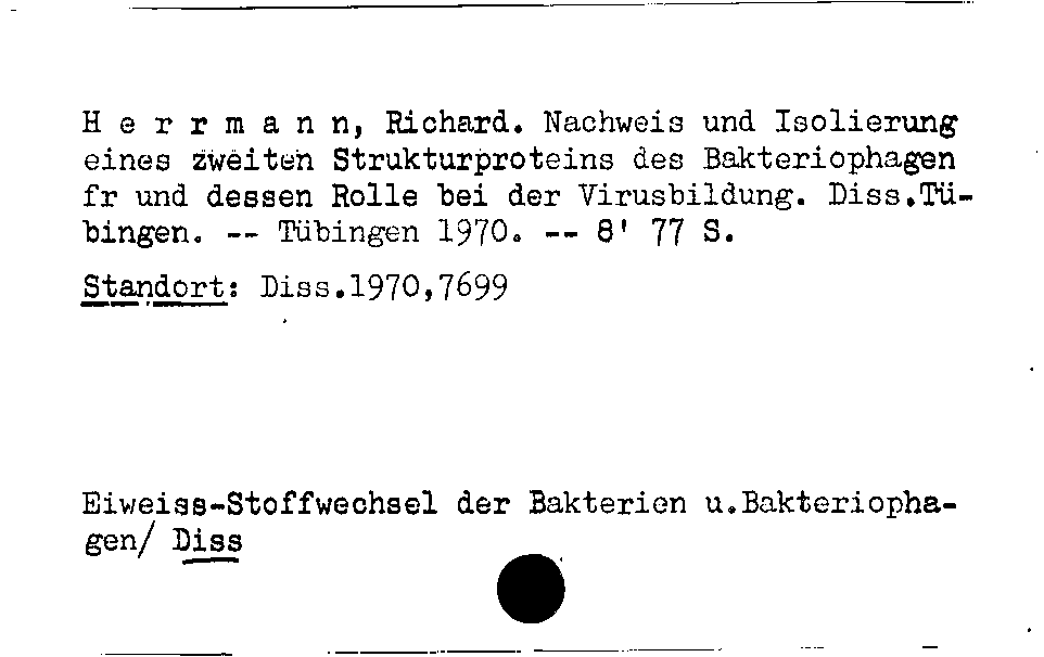 [Katalogkarte Dissertationenkatalog bis 1980]