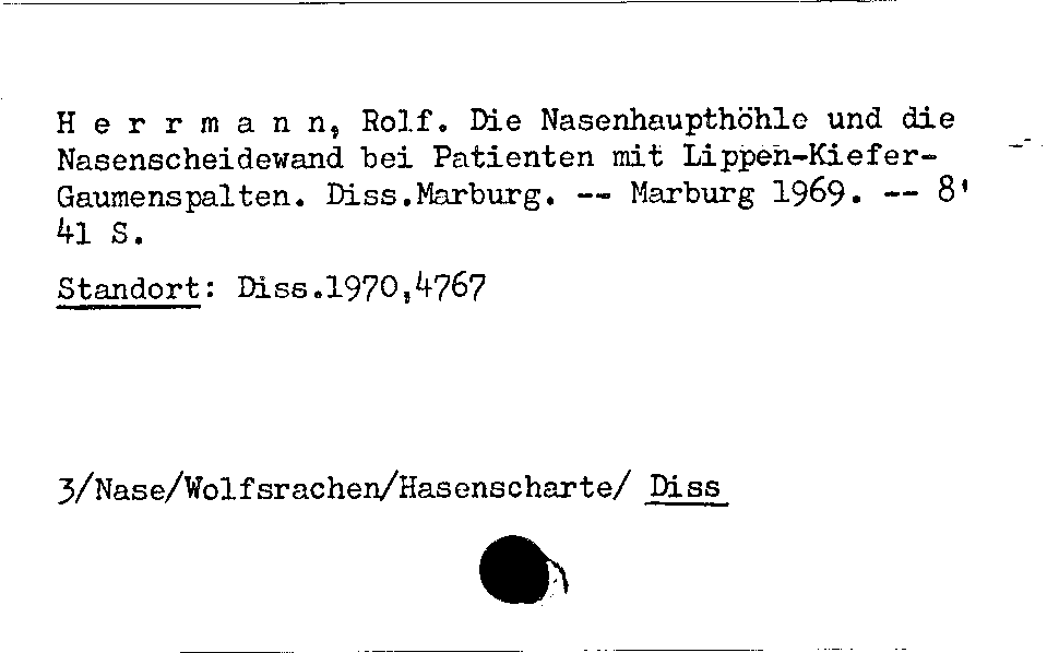 [Katalogkarte Dissertationenkatalog bis 1980]