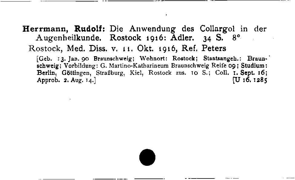 [Katalogkarte Dissertationenkatalog bis 1980]