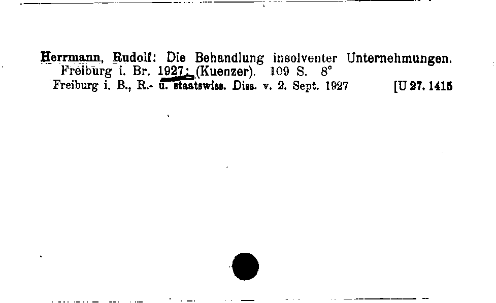 [Katalogkarte Dissertationenkatalog bis 1980]