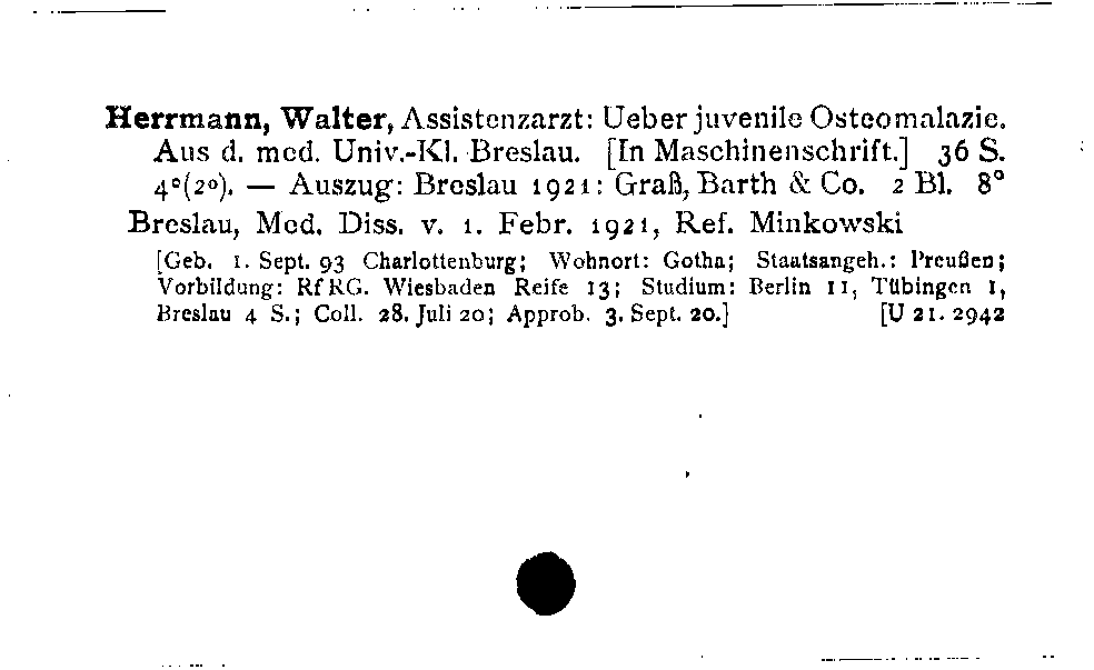 [Katalogkarte Dissertationenkatalog bis 1980]