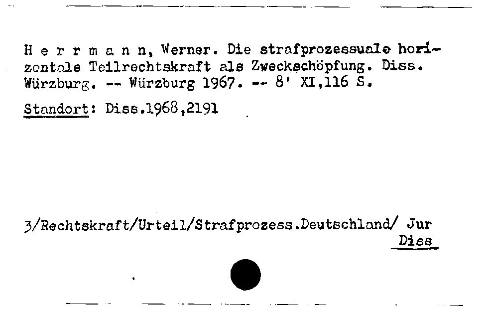 [Katalogkarte Dissertationenkatalog bis 1980]