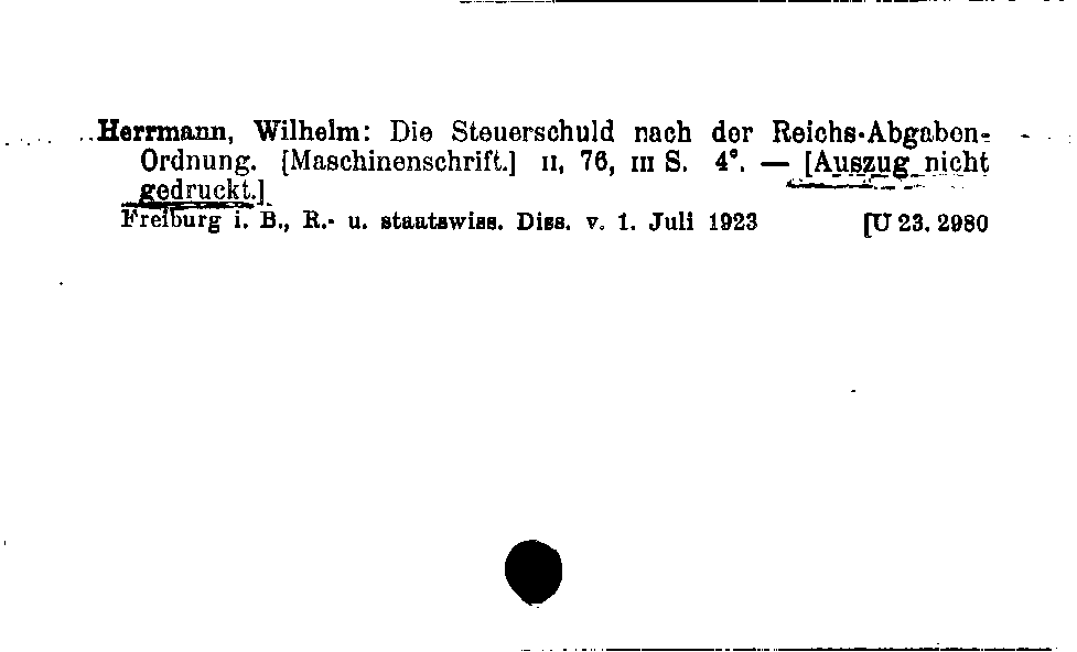 [Katalogkarte Dissertationenkatalog bis 1980]