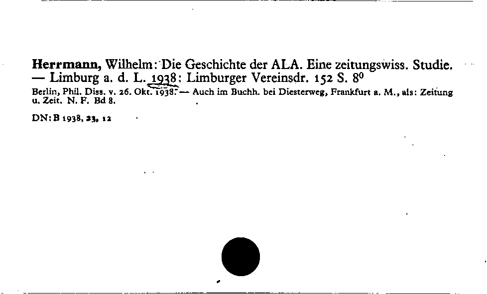 [Katalogkarte Dissertationenkatalog bis 1980]