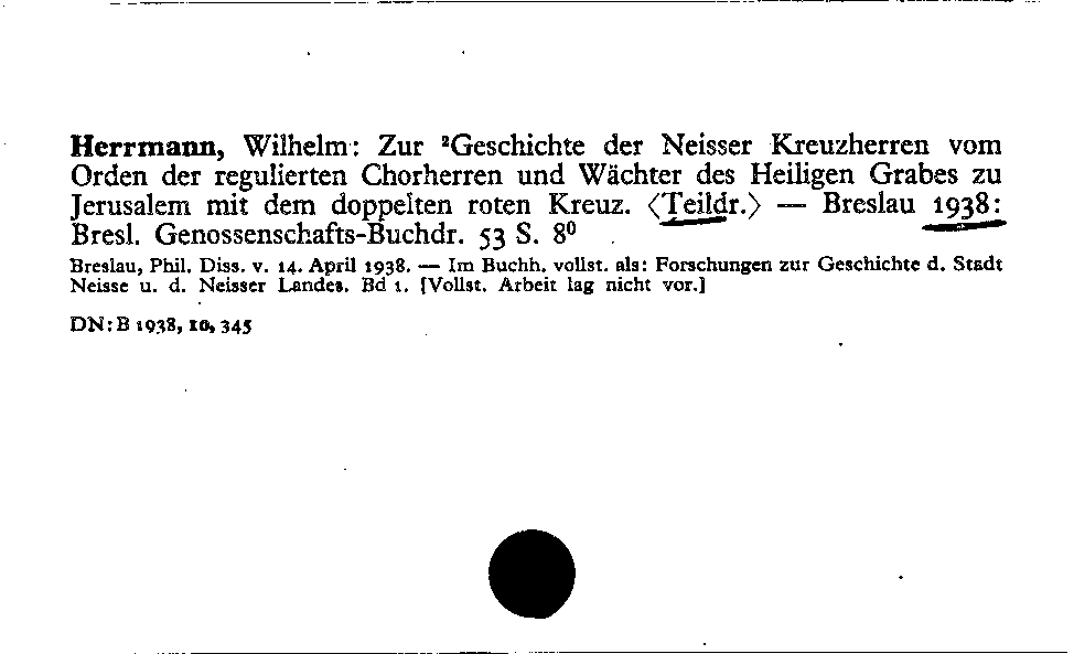 [Katalogkarte Dissertationenkatalog bis 1980]