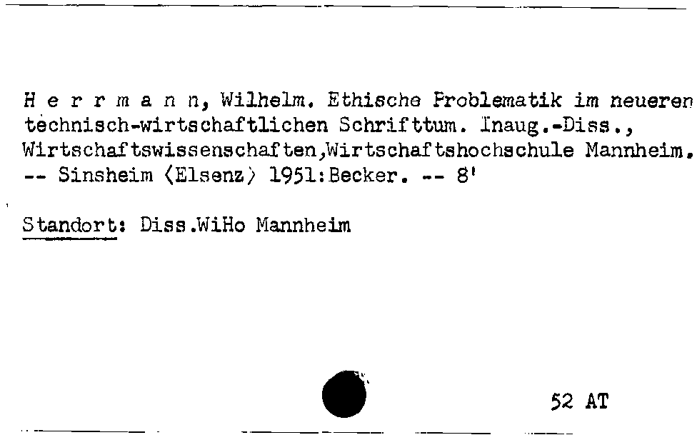 [Katalogkarte Dissertationenkatalog bis 1980]