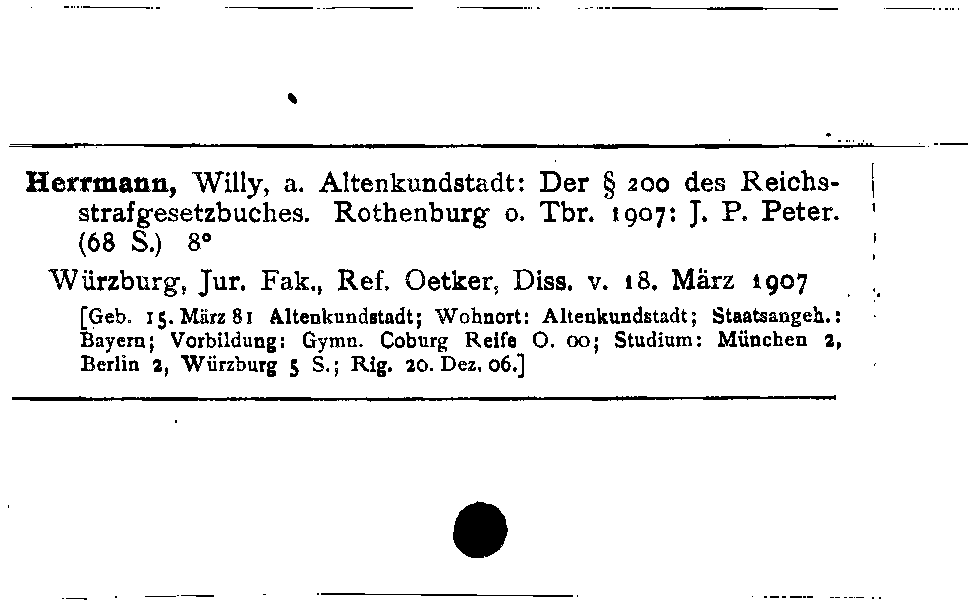 [Katalogkarte Dissertationenkatalog bis 1980]