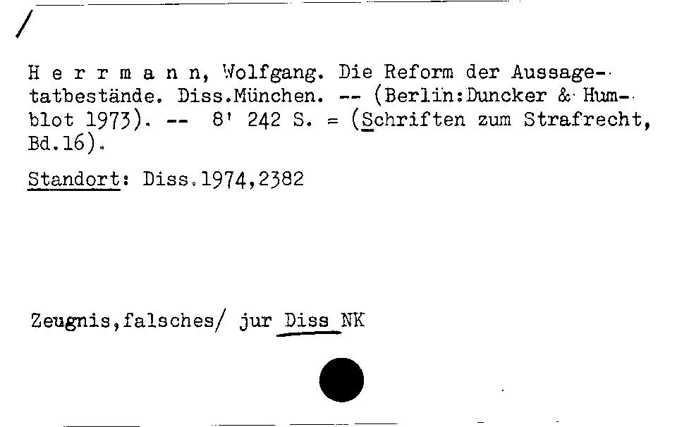 [Katalogkarte Dissertationenkatalog bis 1980]