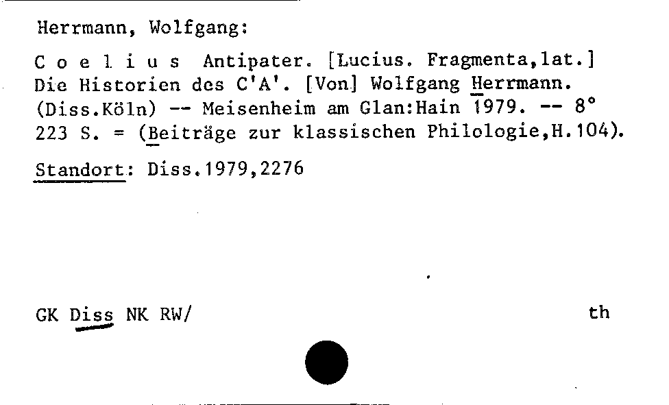 [Katalogkarte Dissertationenkatalog bis 1980]