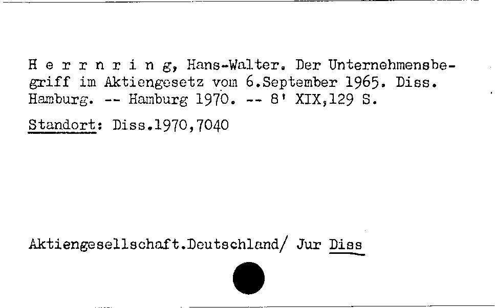 [Katalogkarte Dissertationenkatalog bis 1980]