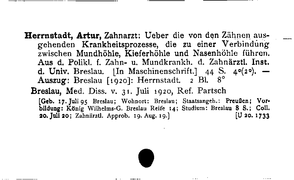 [Katalogkarte Dissertationenkatalog bis 1980]