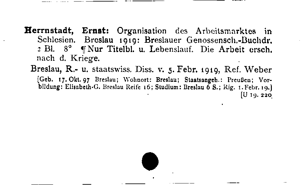 [Katalogkarte Dissertationenkatalog bis 1980]