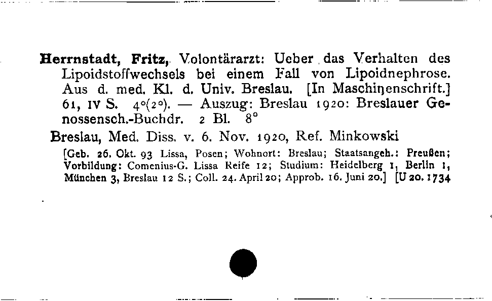 [Katalogkarte Dissertationenkatalog bis 1980]