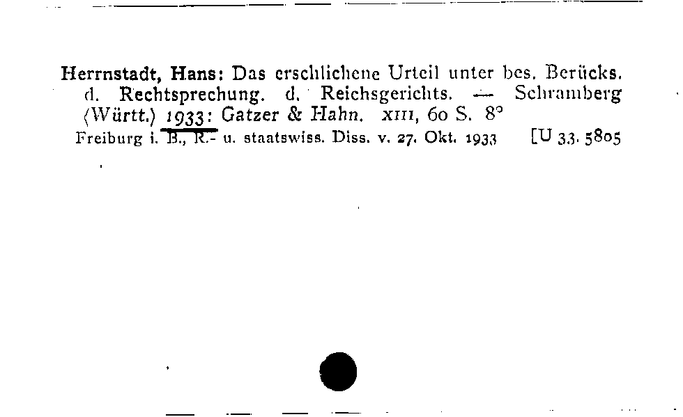 [Katalogkarte Dissertationenkatalog bis 1980]