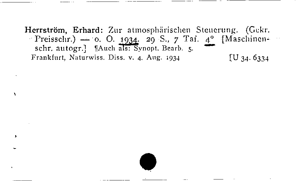 [Katalogkarte Dissertationenkatalog bis 1980]