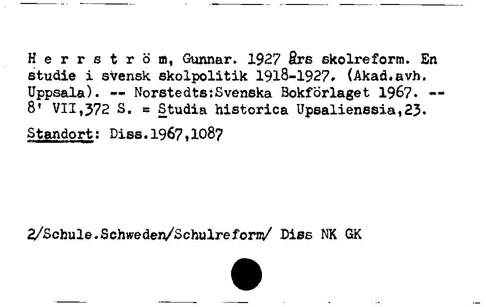 [Katalogkarte Dissertationenkatalog bis 1980]