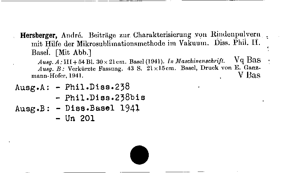 [Katalogkarte Dissertationenkatalog bis 1980]