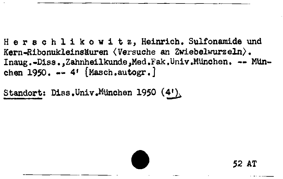 [Katalogkarte Dissertationenkatalog bis 1980]