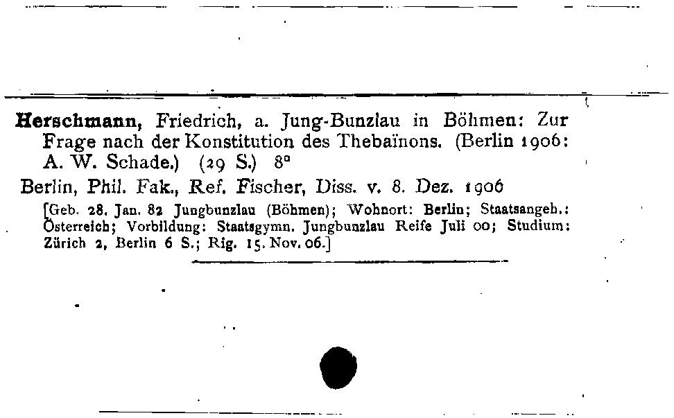 [Katalogkarte Dissertationenkatalog bis 1980]