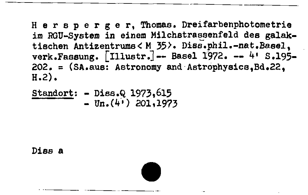 [Katalogkarte Dissertationenkatalog bis 1980]