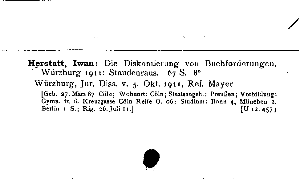 [Katalogkarte Dissertationenkatalog bis 1980]