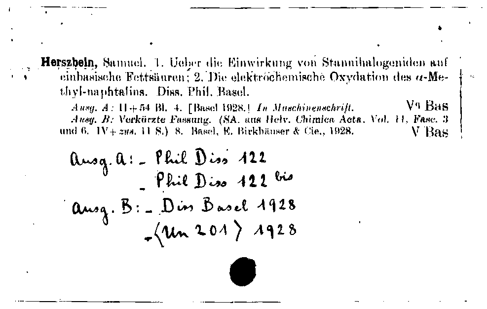 [Katalogkarte Dissertationenkatalog bis 1980]