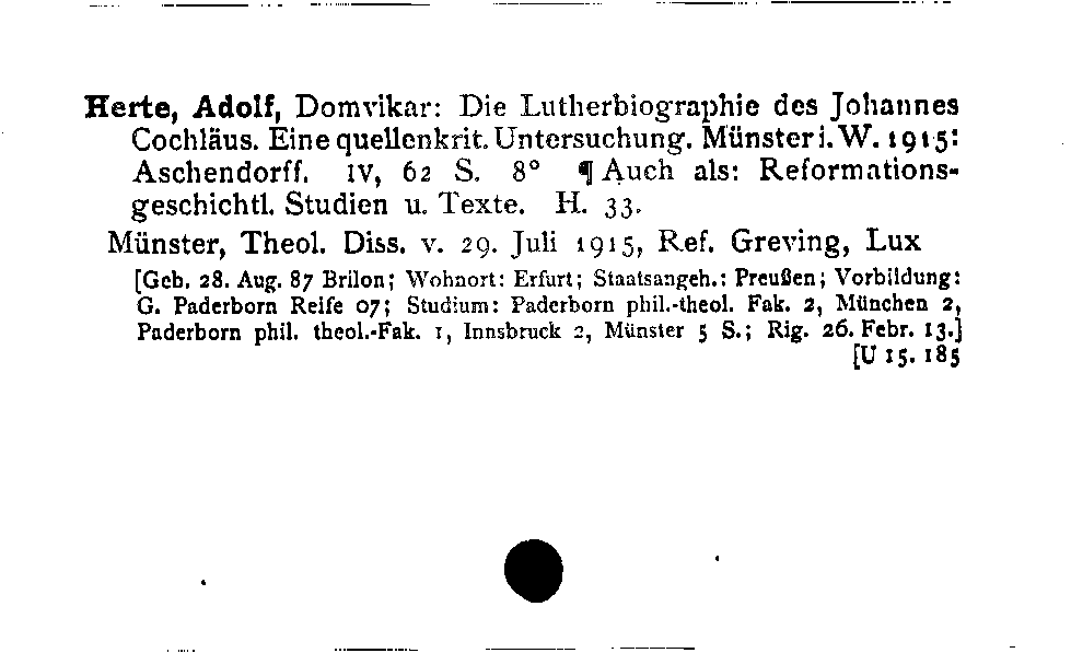 [Katalogkarte Dissertationenkatalog bis 1980]