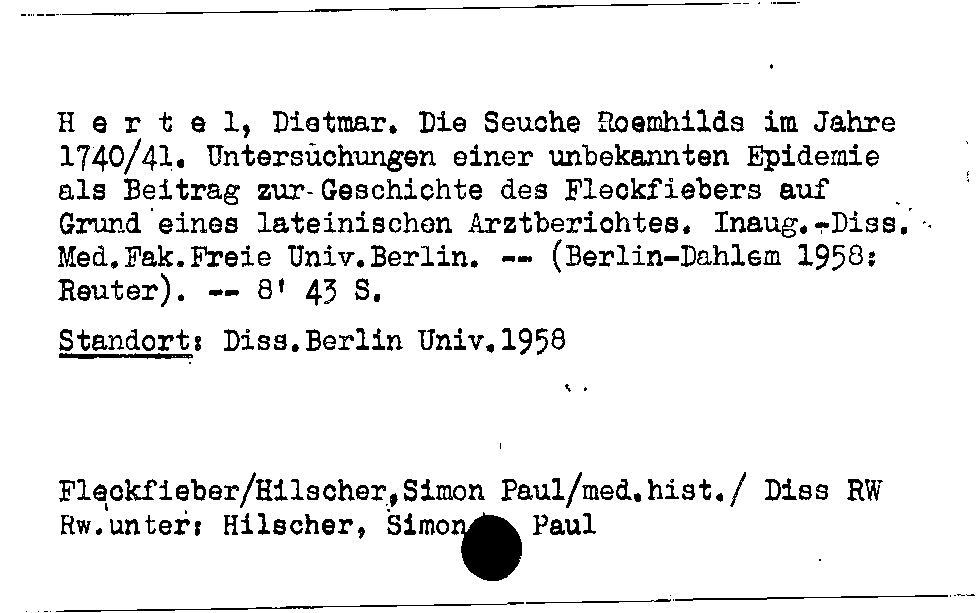 [Katalogkarte Dissertationenkatalog bis 1980]