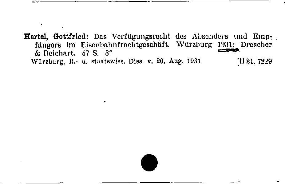 [Katalogkarte Dissertationenkatalog bis 1980]