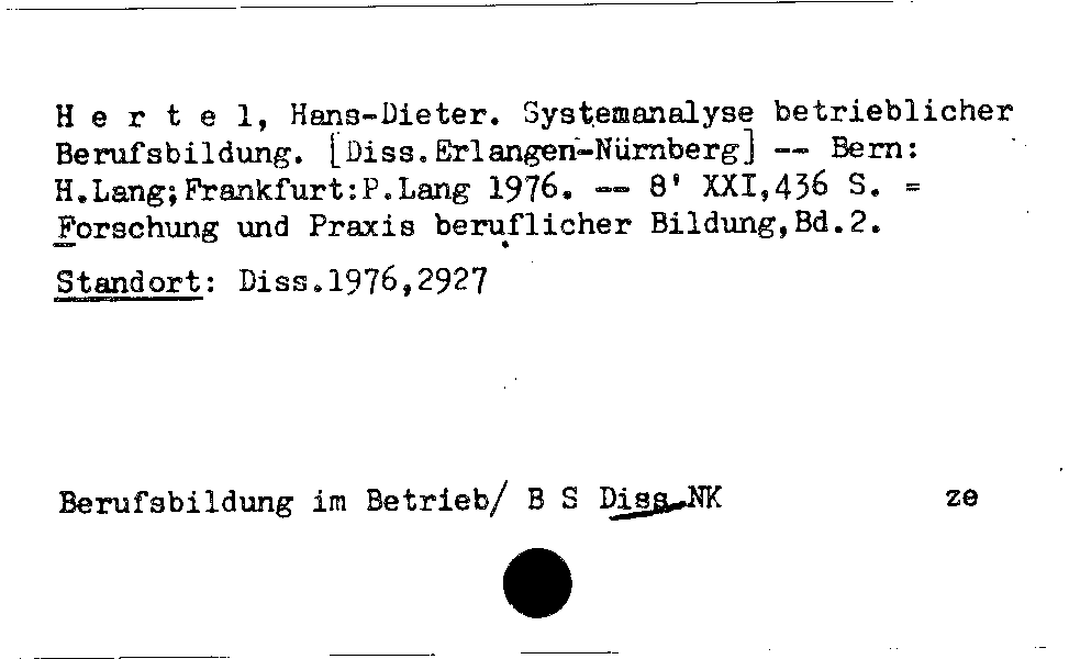 [Katalogkarte Dissertationenkatalog bis 1980]