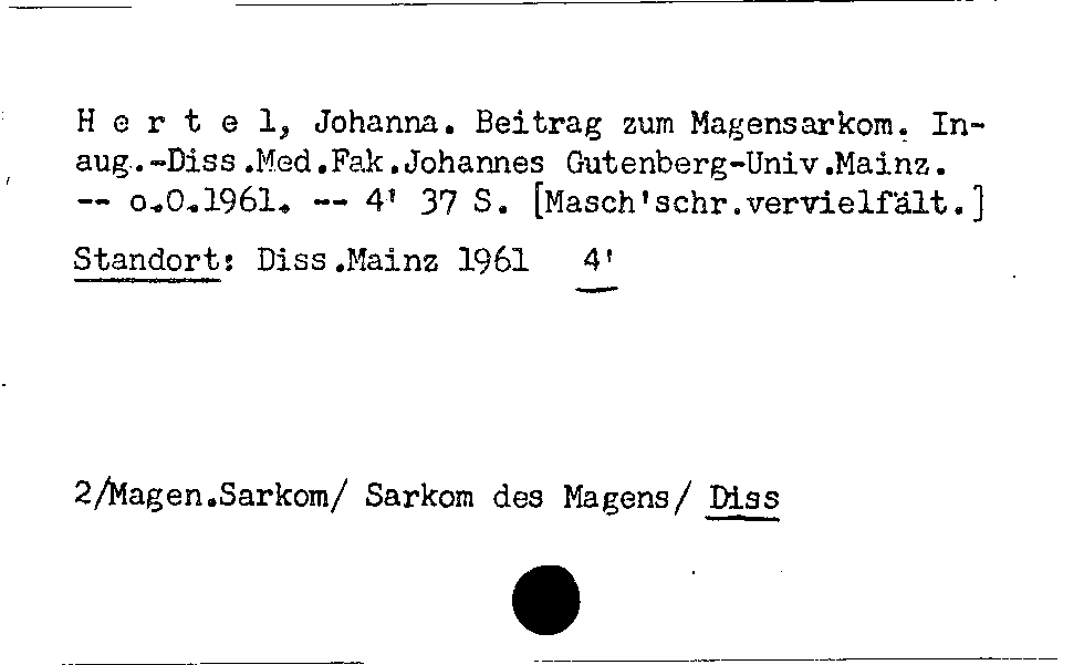 [Katalogkarte Dissertationenkatalog bis 1980]