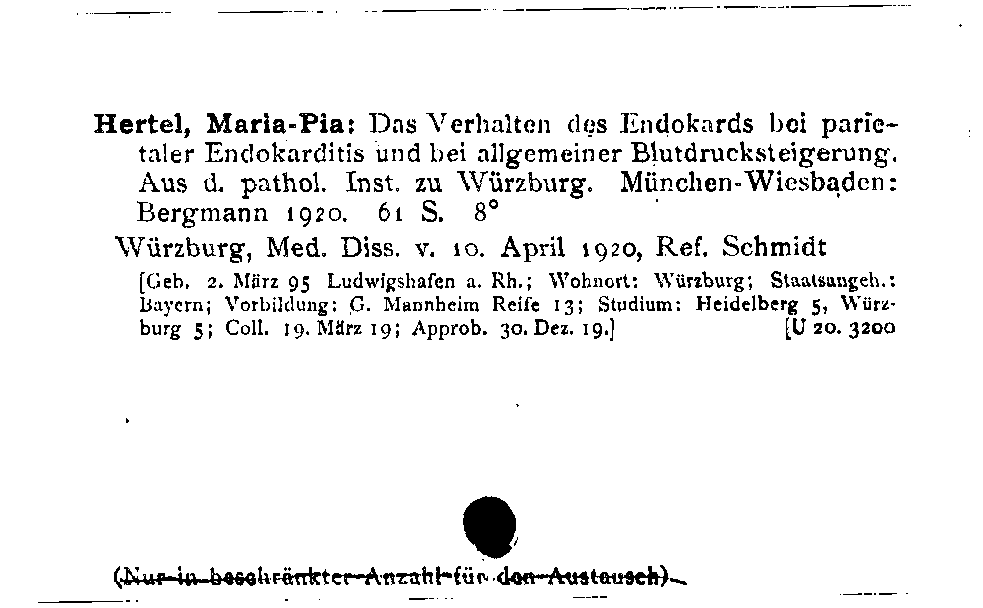 [Katalogkarte Dissertationenkatalog bis 1980]