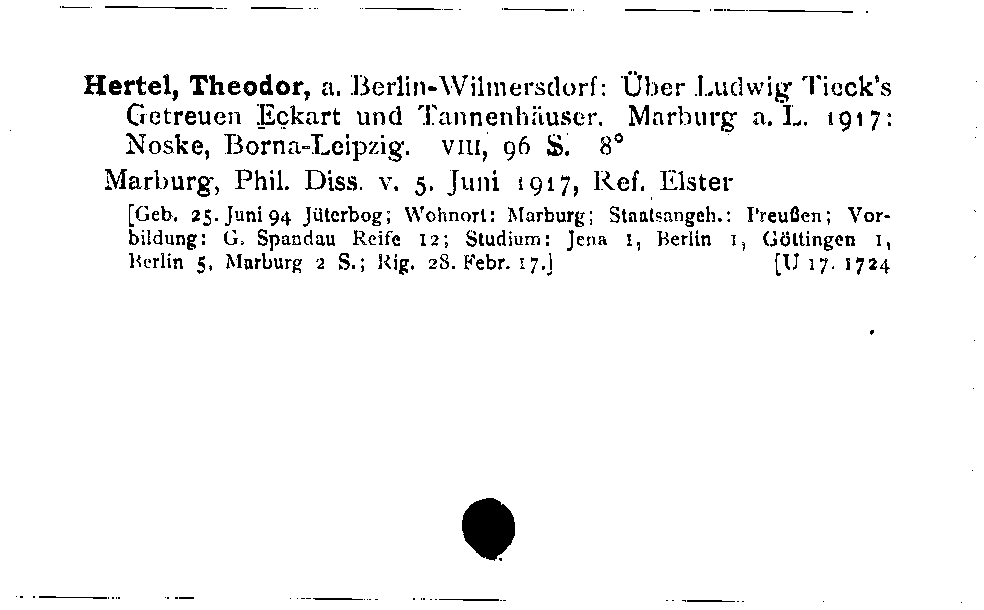 [Katalogkarte Dissertationenkatalog bis 1980]