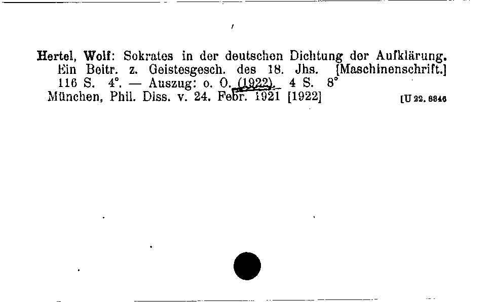 [Katalogkarte Dissertationenkatalog bis 1980]