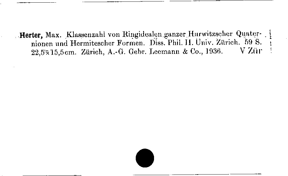 [Katalogkarte Dissertationenkatalog bis 1980]