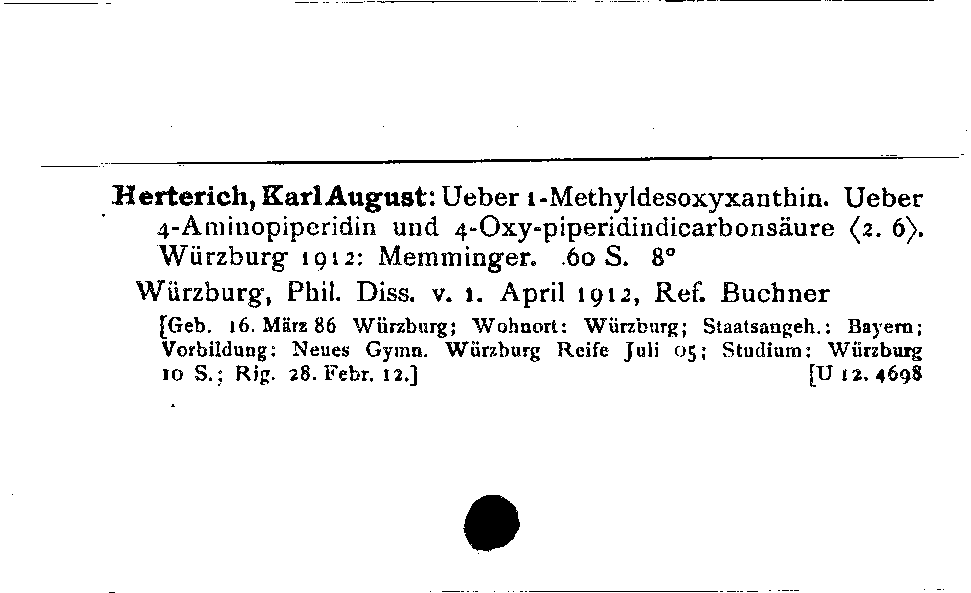 [Katalogkarte Dissertationenkatalog bis 1980]