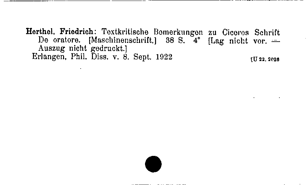 [Katalogkarte Dissertationenkatalog bis 1980]