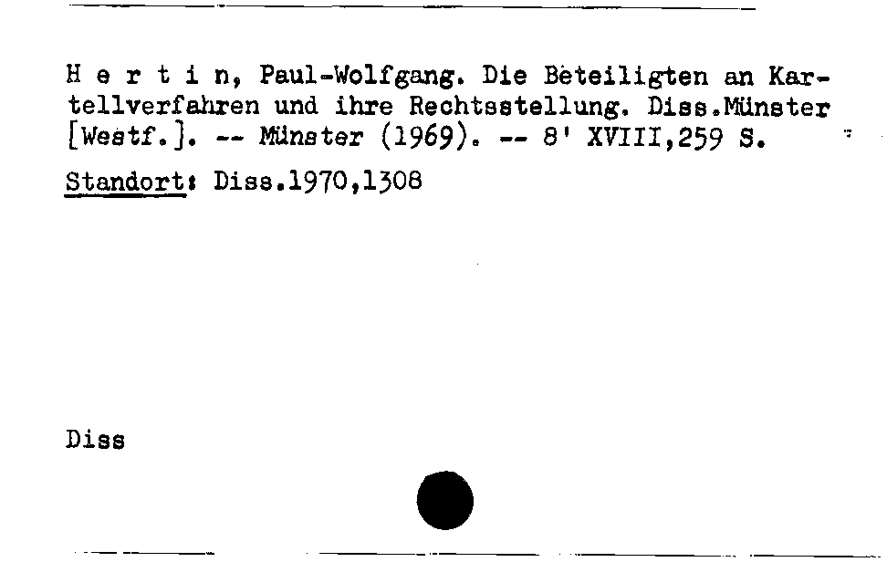 [Katalogkarte Dissertationenkatalog bis 1980]