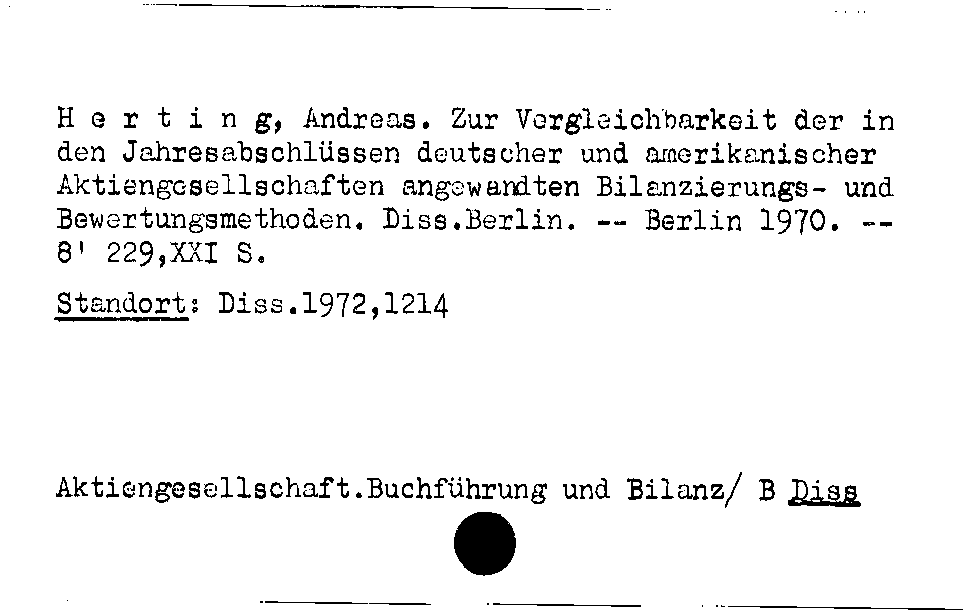 [Katalogkarte Dissertationenkatalog bis 1980]