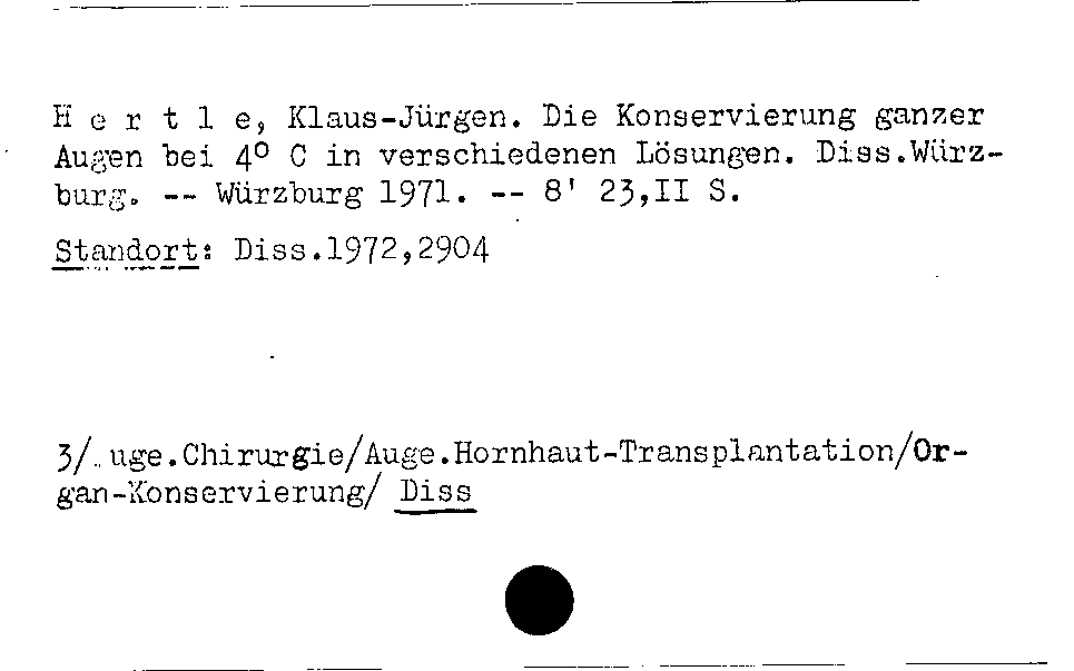 [Katalogkarte Dissertationenkatalog bis 1980]