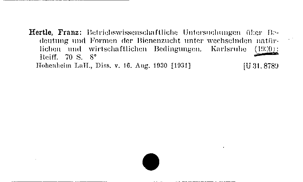 [Katalogkarte Dissertationenkatalog bis 1980]