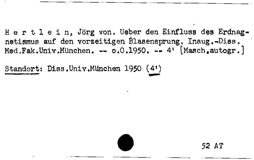 [Katalogkarte Dissertationenkatalog bis 1980]